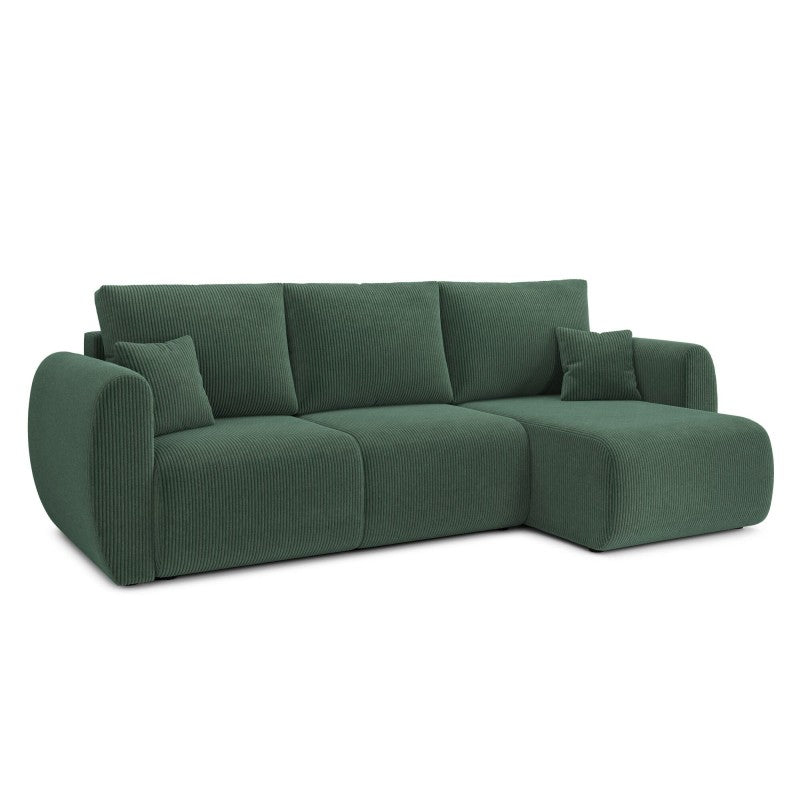 Canapé d'angle convertible REFA 4 places velours côtelé vert