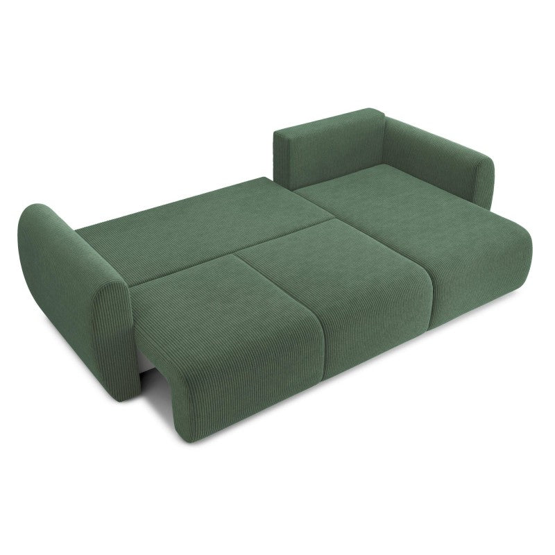Canapé d'angle convertible REFA 4 places velours côtelé vert