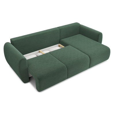 Canapé d'angle convertible REFA 4 places velours côtelé vert