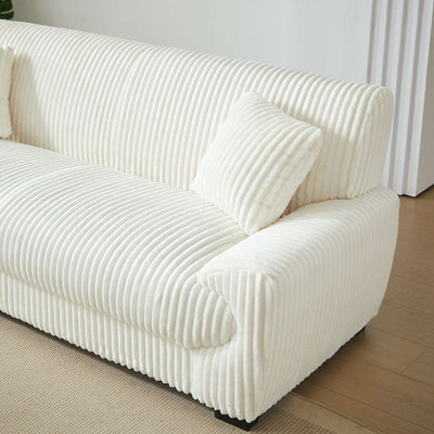 Canapé droit fixe ADEA 3 places velours côtelé beige
