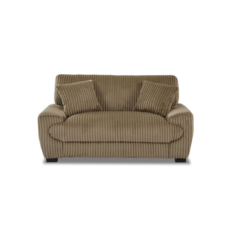 Canapé 2 places velours côtelé marron ADEA, design enveloppant cosy aux lignes douces