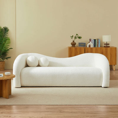 Canapé droit fixe BACALA 3 places tissu chenille beige