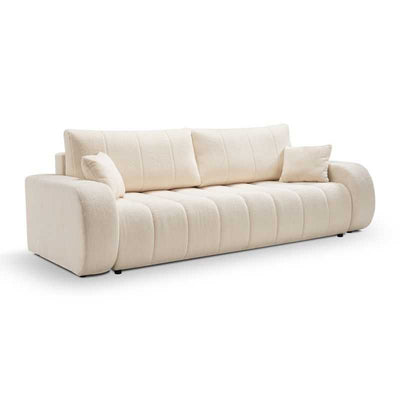 Canapé droit convertible BELEM 3 places tissu bouclette écru
