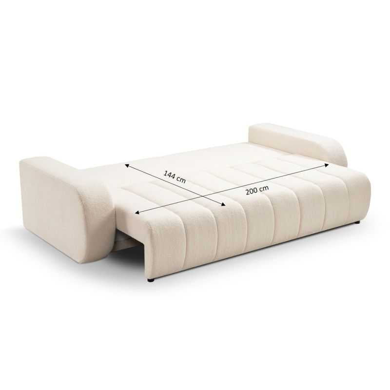 Canapé droit convertible BELEM 3 places tissu bouclette écru
