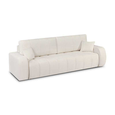 Canapé droit convertible BELEM 3 places tissu chenille écru