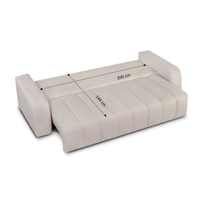 Canapé droit convertible BELEM 3 places tissu chenille grège