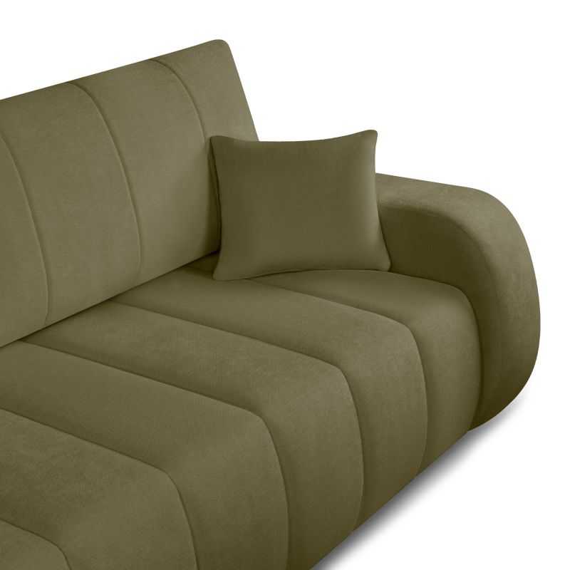 Canapé droit convertible BELEM 3 places tissu chenille vert