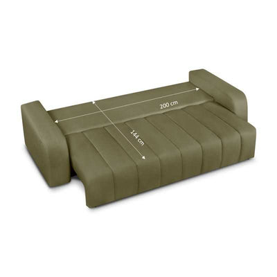 Canapé droit convertible BELEM 3 places tissu chenille vert
