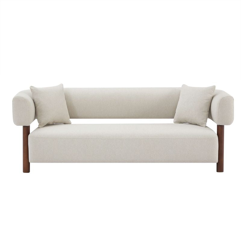 Canapé droit 3 places BRAZZA tissu blanc, style contemporain compact pour salon moderne
