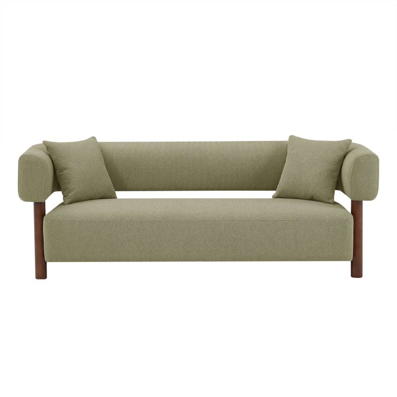 Canapé droit 3 places BRAZZA tissu kaki, style contemporain compact pour salon moderne