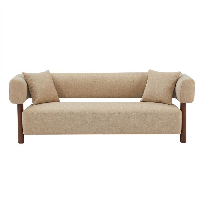 Canapé droit fixe 3 places BRAZZA tissu beige, style contemporain pour salon moderne