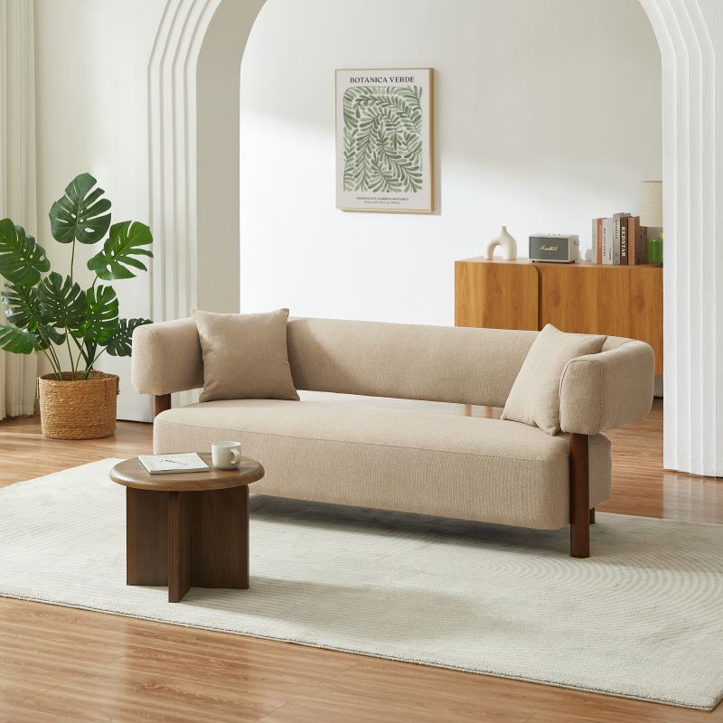 Canapé droit fixe BRAZZA 3 places tissu beige