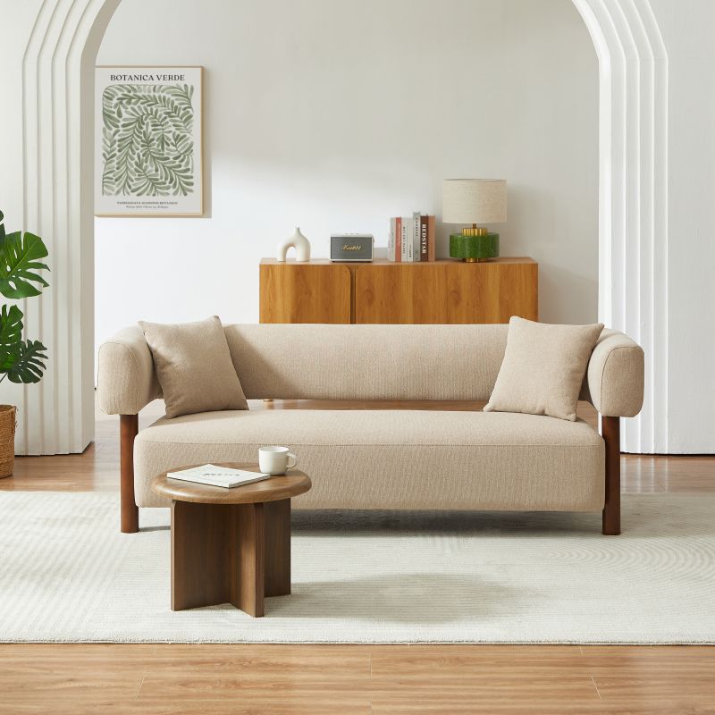 Canapé droit fixe BRAZZA 3 places tissu beige