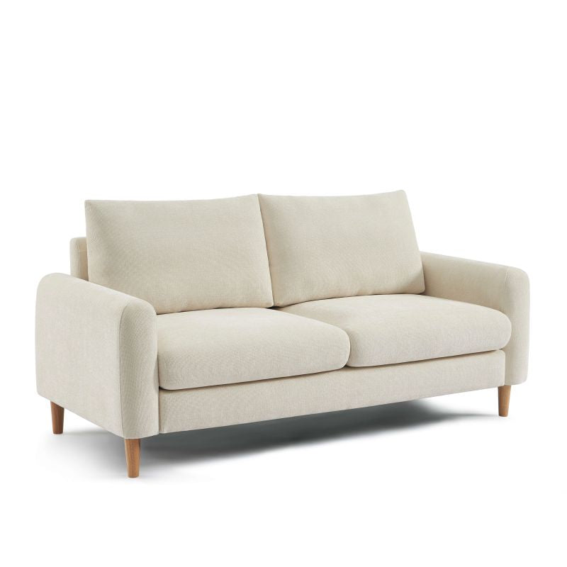 Canapé droit fixe CALIBA 3 places tissu chenille beige