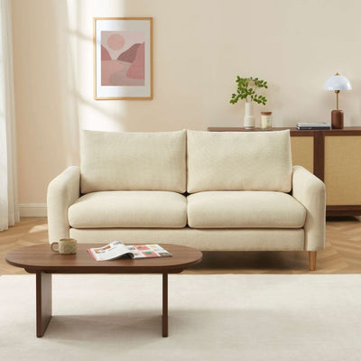 Canapé droit fixe CALIBA 3 places tissu chenille taupe