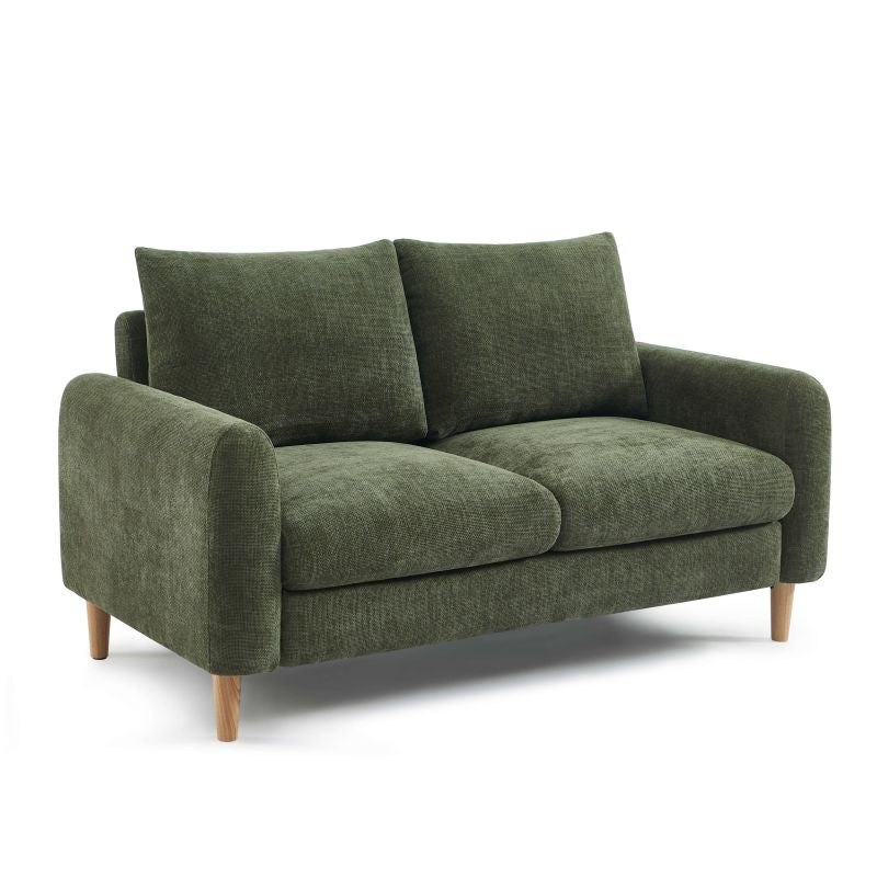 Canapé droit fixe CALIBA 2 places tissu chenille vert