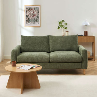 Canapé droit fixe CALIBA 3 places tissu chenille vert