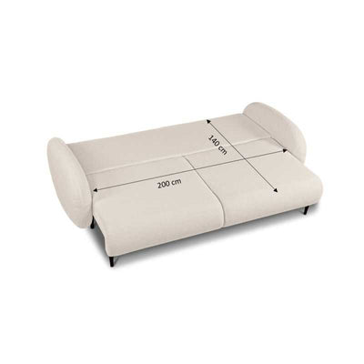Canapé droit convertible CARINO 3 places tissu bouclette grège