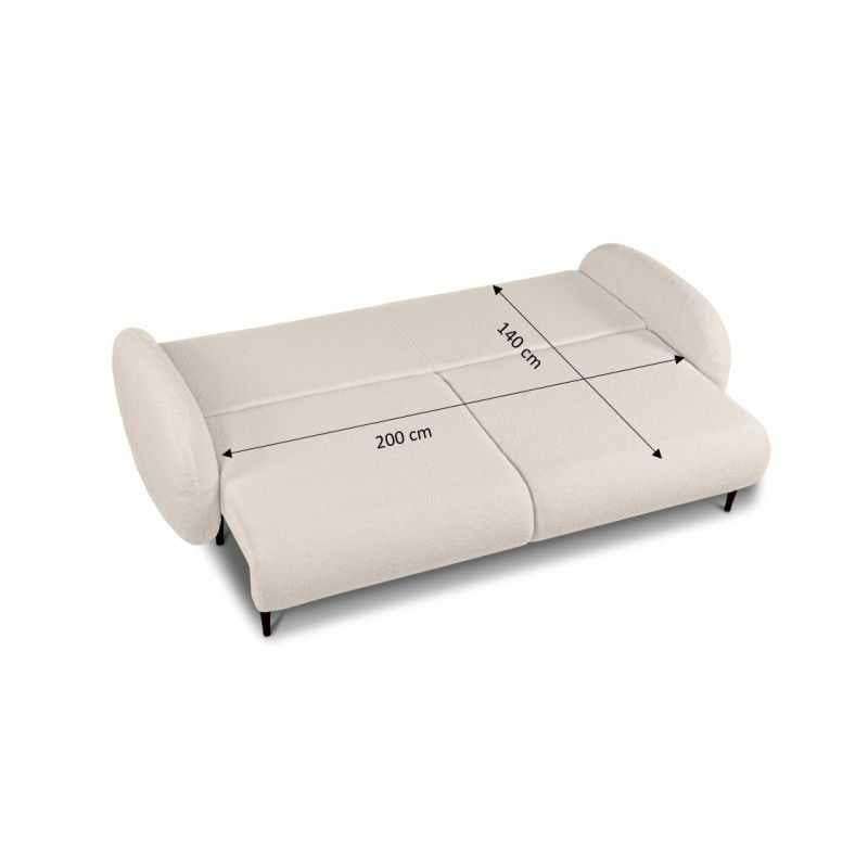 Canapé droit convertible CARINO 3 places tissu bouclette grège