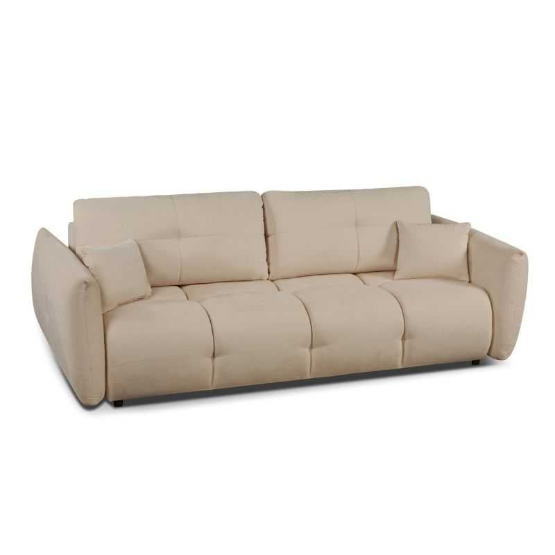 Canapé droit convertible COMO 3 places tissu chenille grège