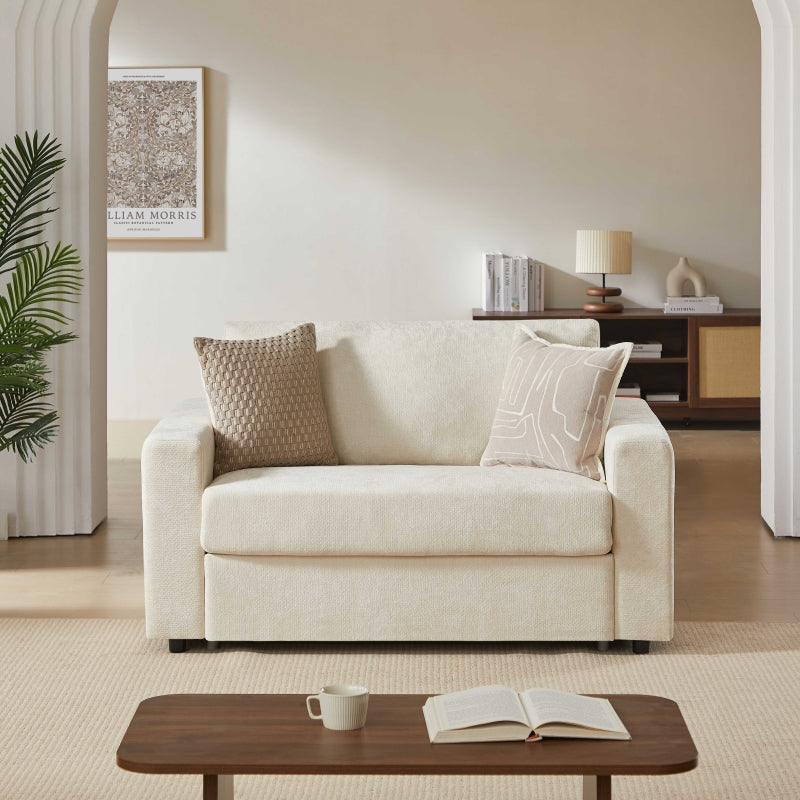 Canapé droit convertible express SOCCA 2 places tissu beige