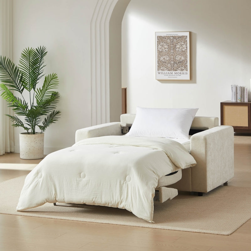 Canapé droit convertible express SOCCA 2 places tissu beige