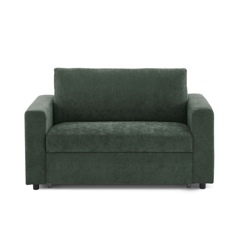 Canapé convertible express 2 places SOCCA tissu vert, compact pour studio ou chambre d'amis