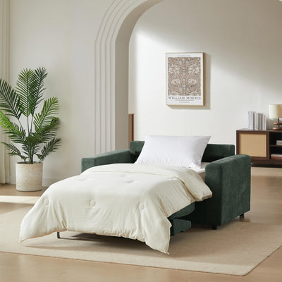 Canapé droit convertible express SOCCA 2 places tissu vert