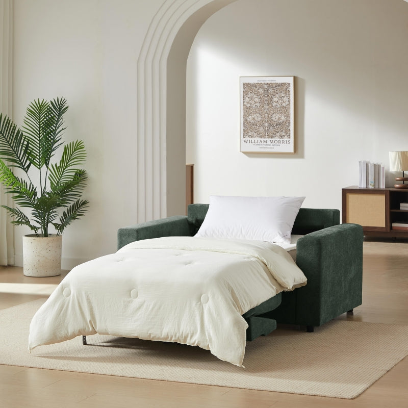 Canapé droit convertible express SOCCA 2 places tissu vert