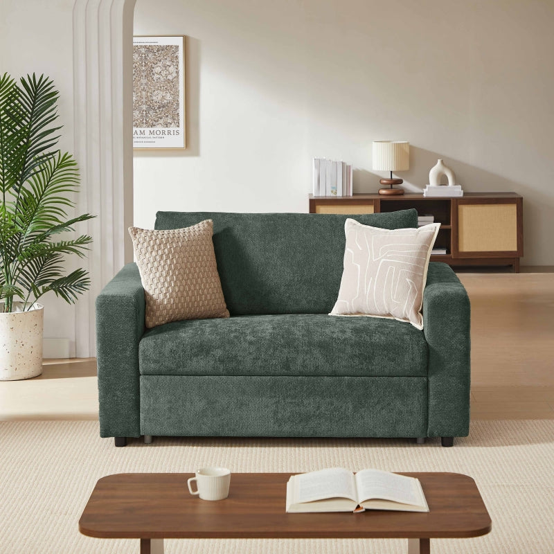 Canapé droit convertible express SOCCA 2 places tissu vert
