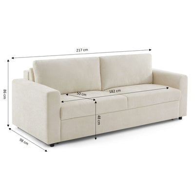 Canapé droit convertible express 160 cm SOCCA tissu beige