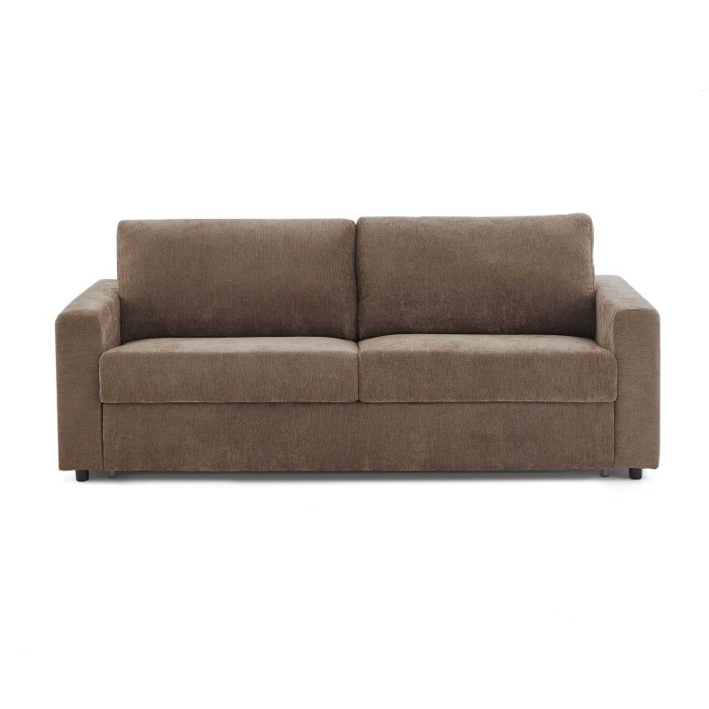 Canapé convertible express 160 cm SOCCA tissu marron, assise mousse, design épuré
