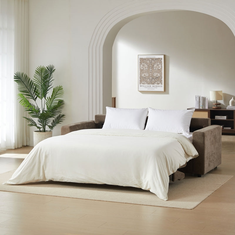 Canapé droit convertible express 160 cm SOCCA tissu marron