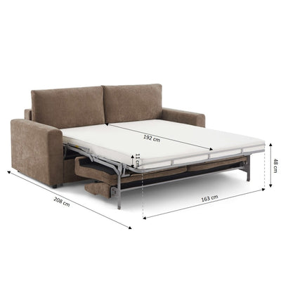 Canapé droit convertible express 160 cm SOCCA tissu marron