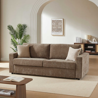 Canapé droit convertible express 160 cm SOCCA tissu marron