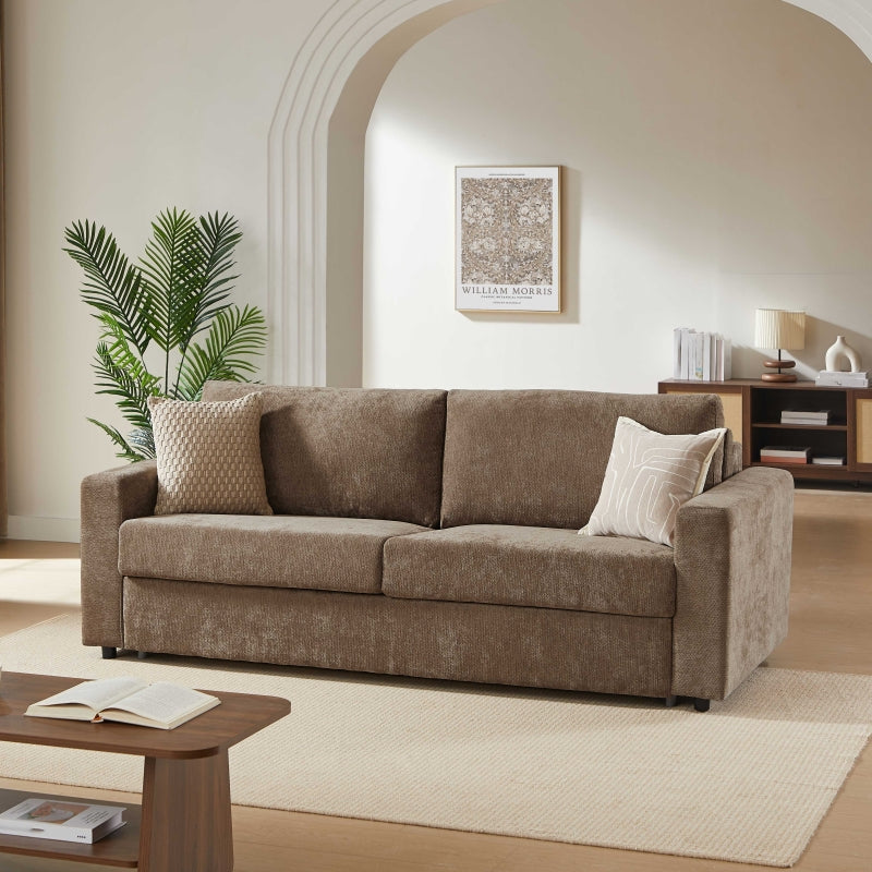 Canapé droit convertible express 160 cm SOCCA tissu marron