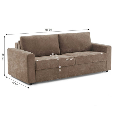Canapé droit convertible express 160 cm SOCCA tissu marron