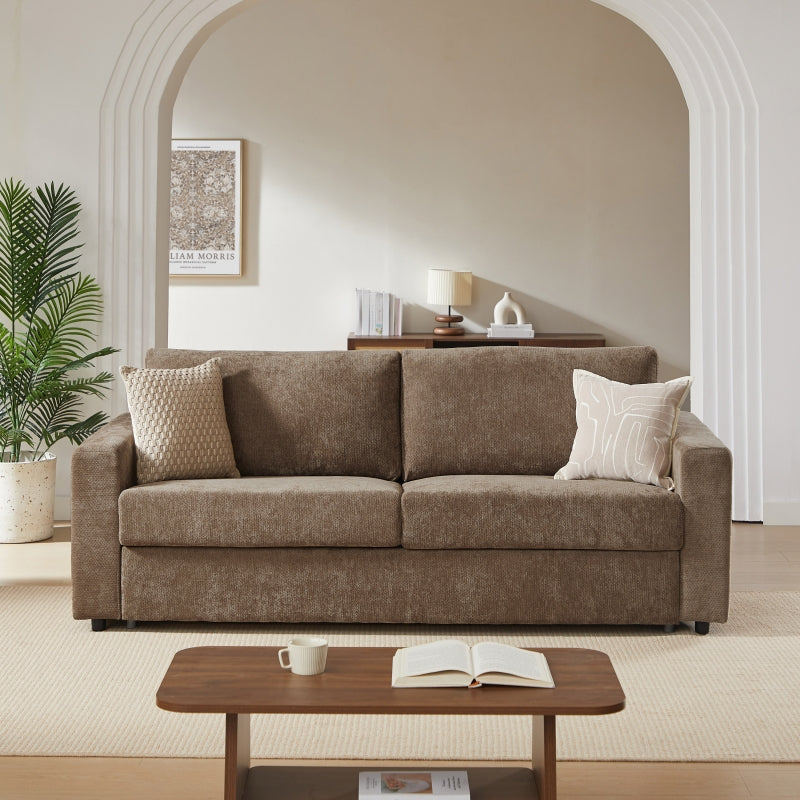 Canapé droit convertible express 160 cm SOCCA tissu marron