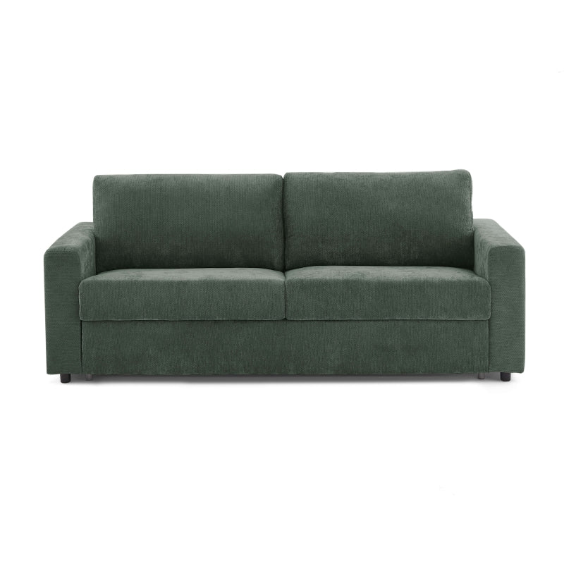 Canapé convertible express 160 cm tissu vert, design épuré pour salon moderne