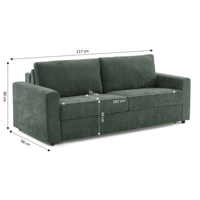 Canapé droit convertible express 160 cm SOCCA tissu vert