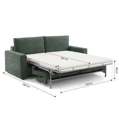Canapé droit convertible express 160 cm SOCCA tissu vert