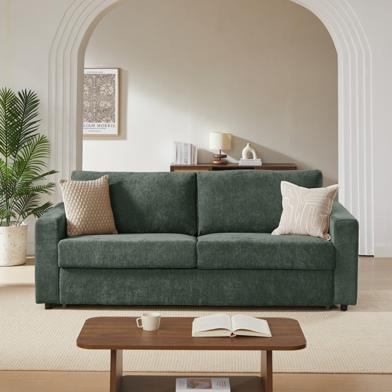 Canapé droit convertible express 160 cm SOCCA tissu vert