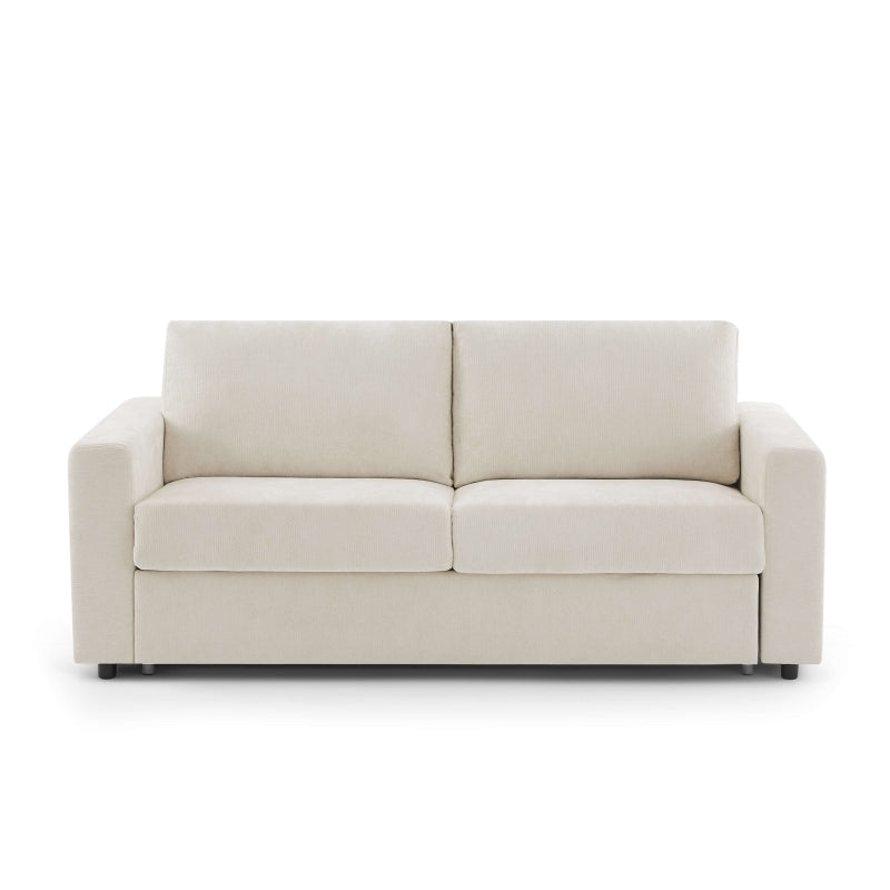 Canapé droit convertible 140 cm tissu beige, idéal studio et petits espaces