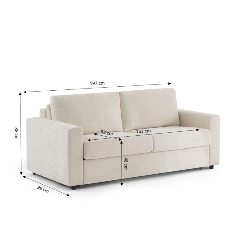 Canapé droit convertible express 140 cm SOCCA tissu beige