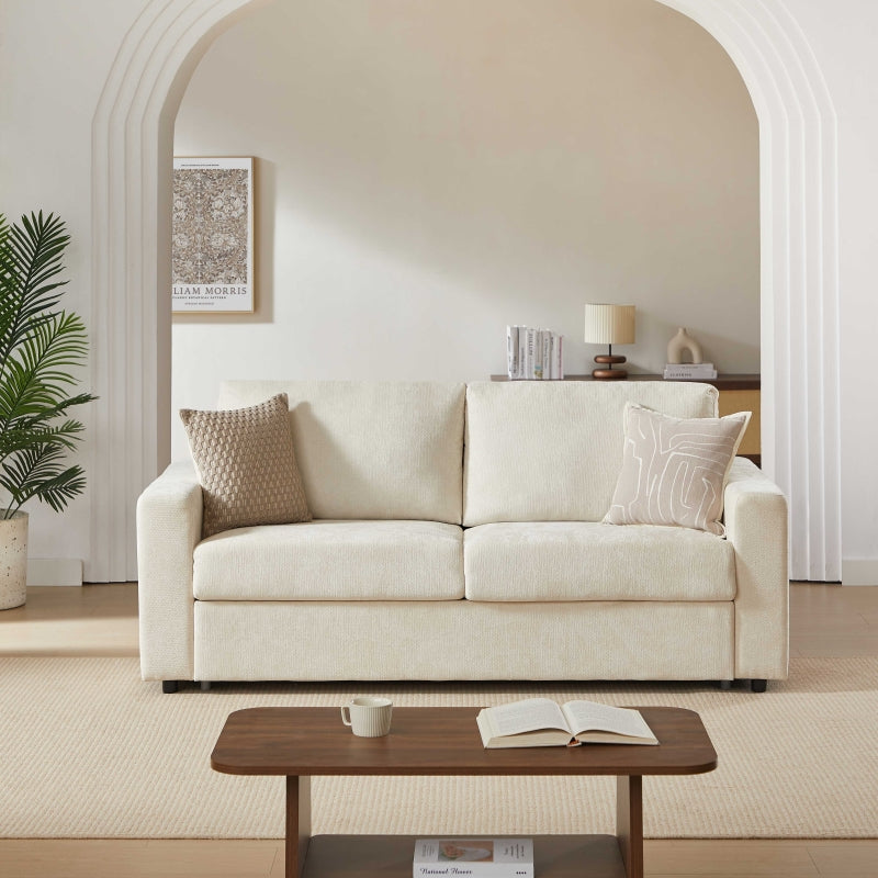Canapé droit convertible express 140 cm SOCCA tissu beige