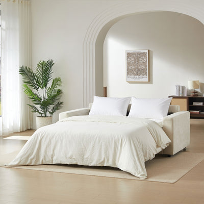 Canapé droit convertible express 140 cm SOCCA tissu beige