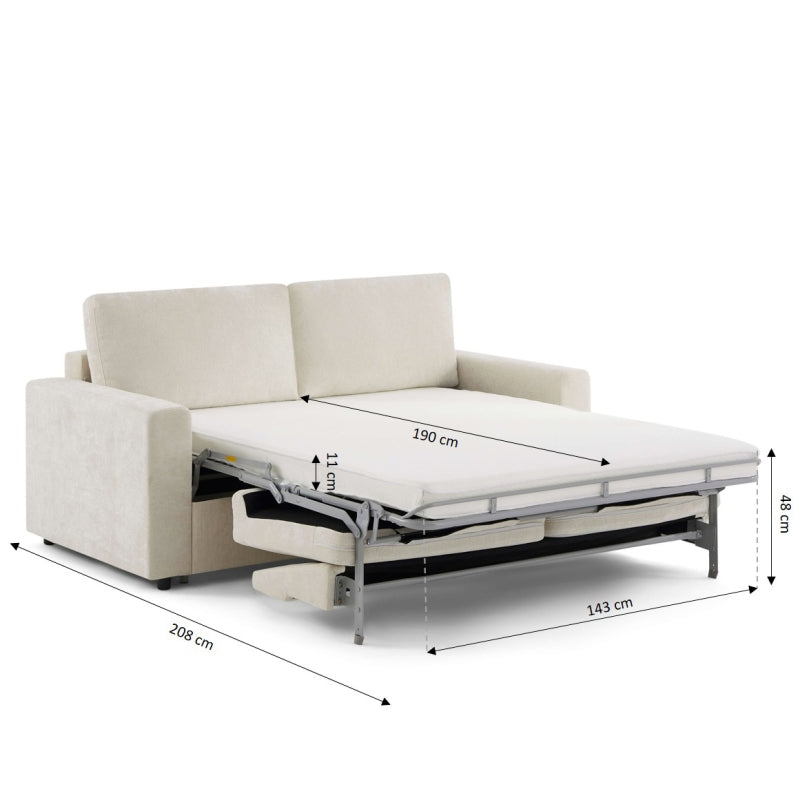 Canapé droit convertible express 140 cm SOCCA tissu beige