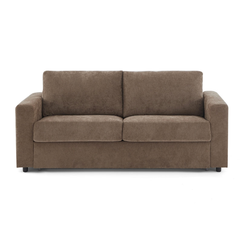 Canapé droit convertible 140 cm tissu marron, idéal studio et petits espaces