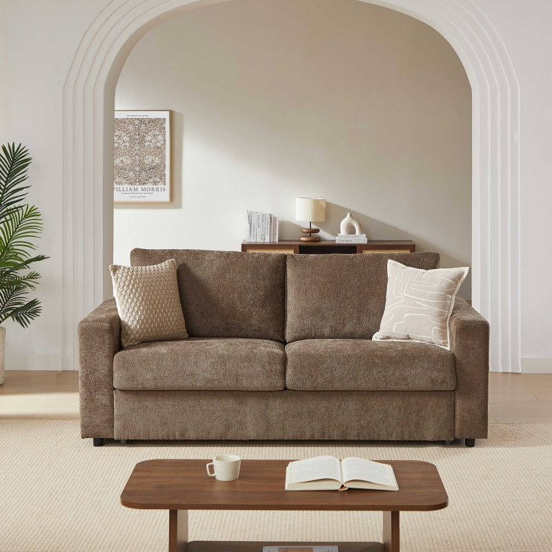 Canapé droit convertible express 140 cm SOCCA tissu marron