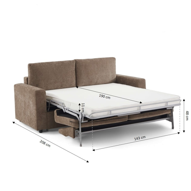 Canapé droit convertible express 140 cm SOCCA tissu marron